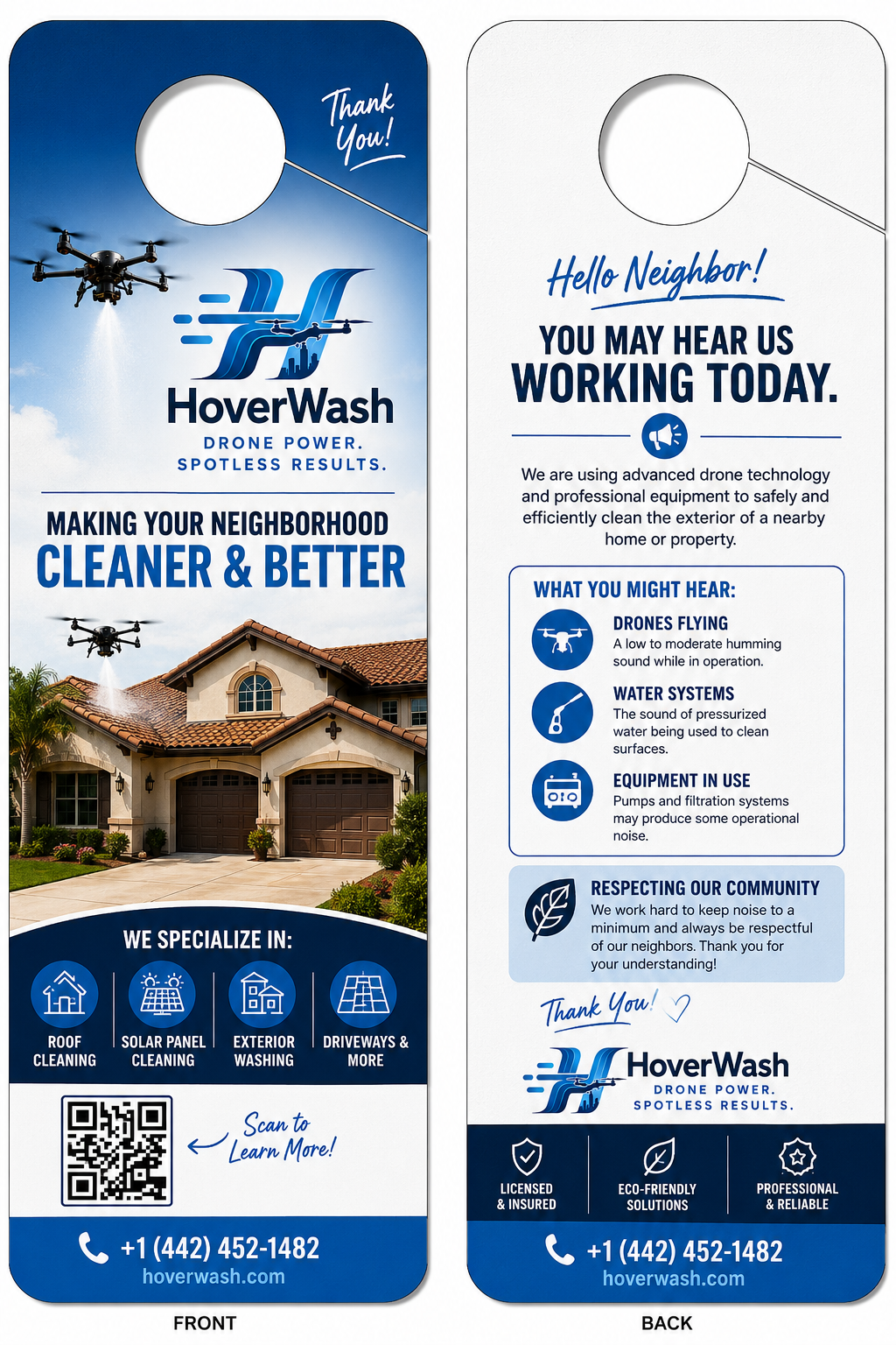 HoverWash neighborhood door hanger front design
